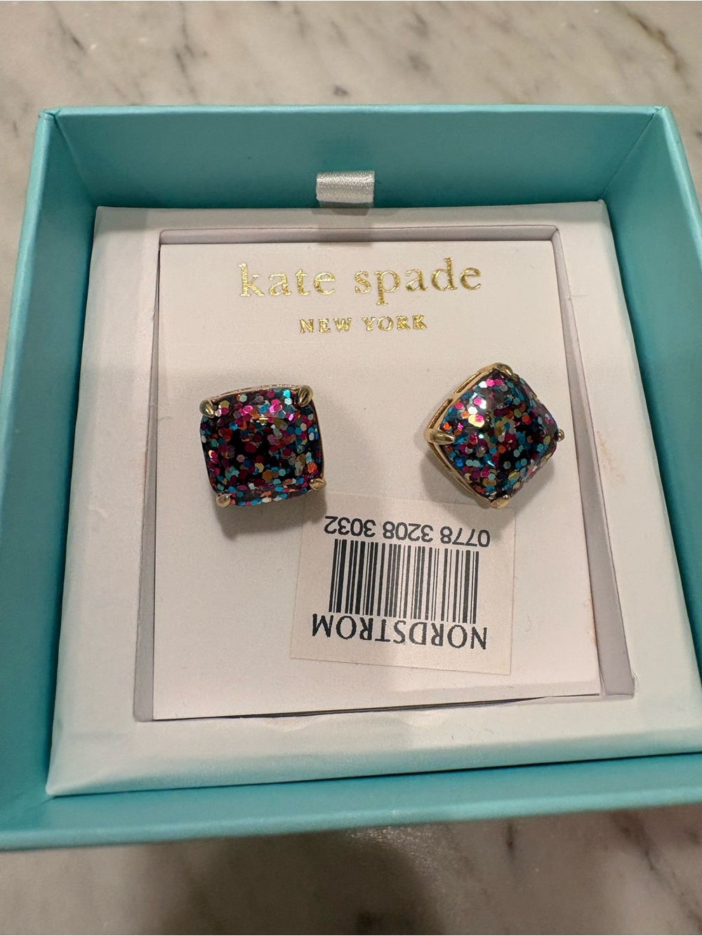 Kate Spade New York Brand New Glitter Crystal Square Stud Earrings - Picture 2 of 2